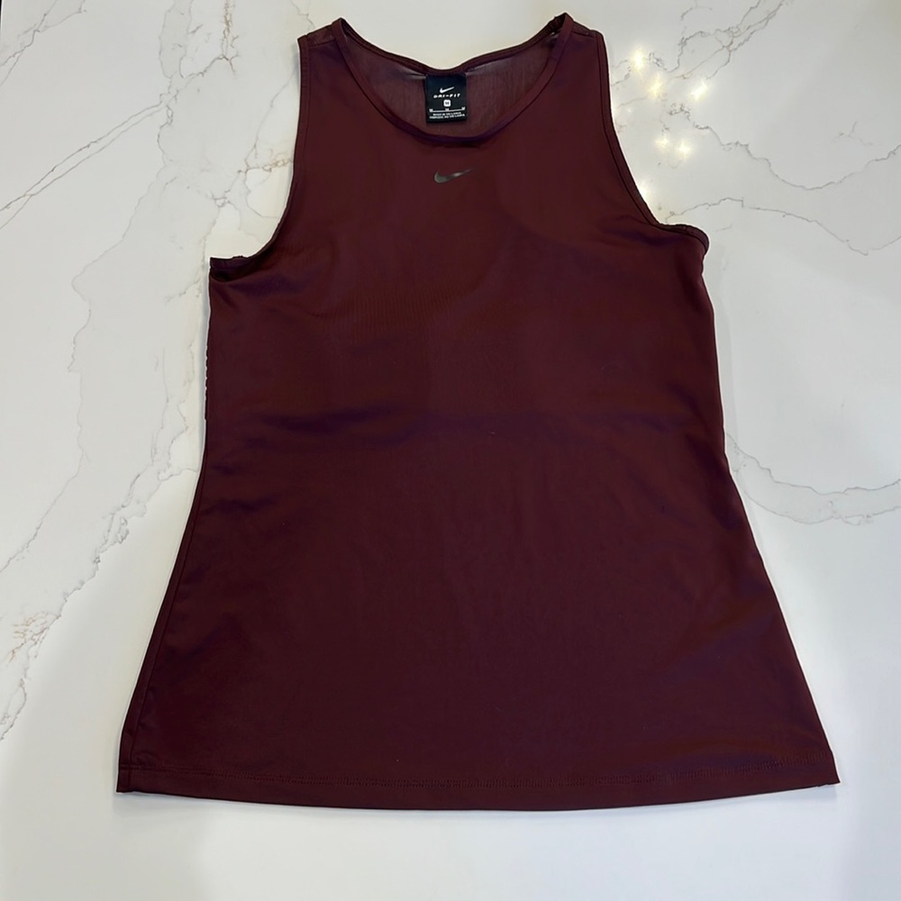Nike Pro Deluxe Mesh Velvet Logo Tank Top Burgundy